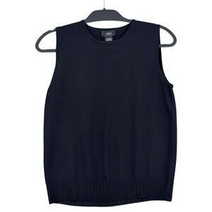 Hadi Collection Knit Shell Tank Top Women M Rayon Nylon‎ Black